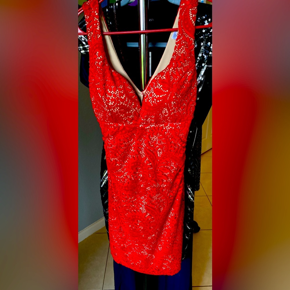 Red Lace dress.